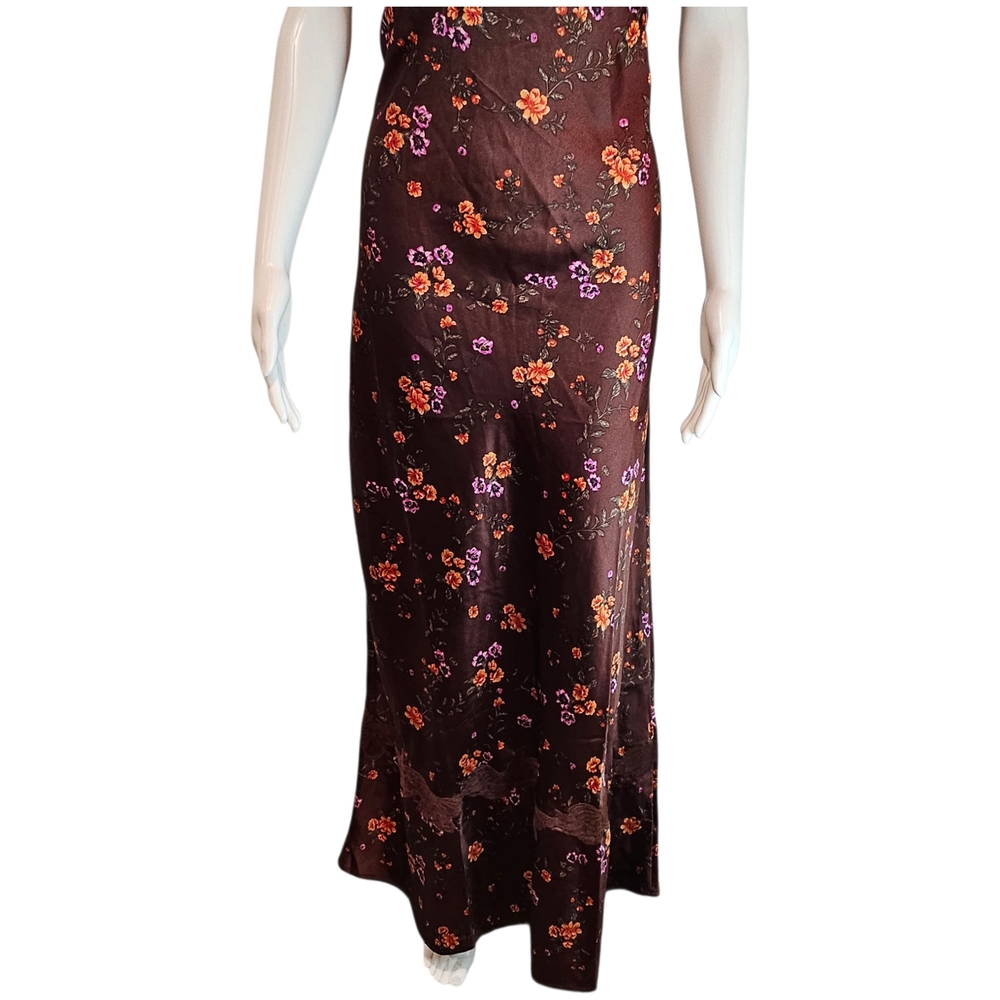 Free People Butterfly Babe Satin Like, Lace Trim Maxi Dress Size Large NWT - Picture 5 of 11
